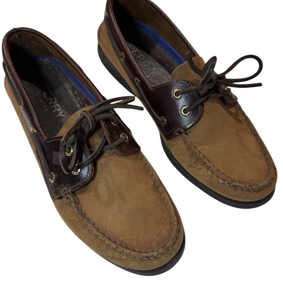 Sperry Top-Sider Authentic Original 2-Eye Brown Leather Boat Shoes Men’s 10.5 M - Picture 1 of 11